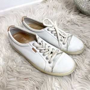 Ecco Soft 7 White Cream Leather Sneakers